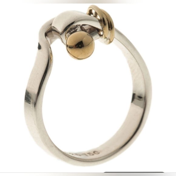 Auth TIFFANY & Co. Hook & Eye Ring In 925 Silver And 18K Gold - Picture 2 of 14